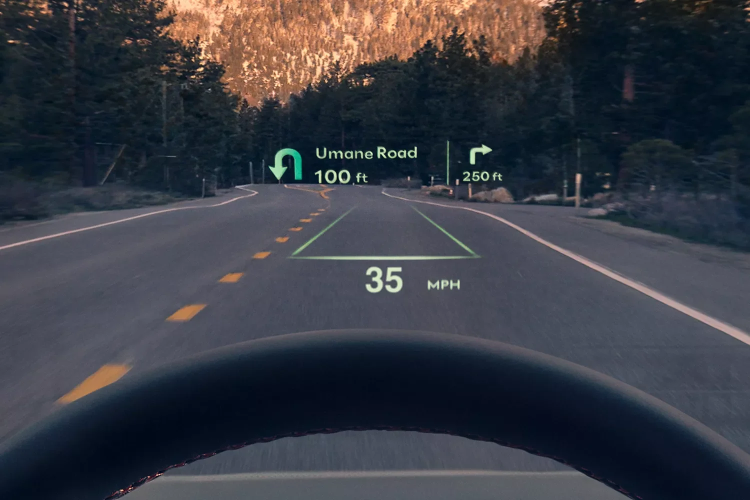 Interior close up of 27-inch OLED instrument cluster and navigation system inside Genesis G80